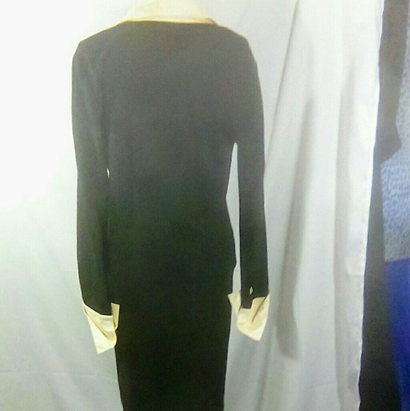 Linda Allard Ellen Tracy Black&White Midi Dress 10 - Picture 4 of 6